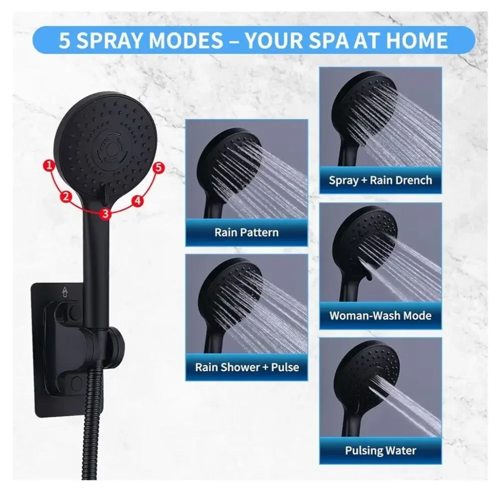 Shower Head Combo 10In High-Pressure Rainfall Shower Head with 11In Adj Arm